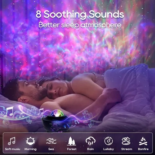 🌟 Ilumina tu espacio y disfruta tu música. Parlante con luces de galaxia, Bluetooth y radio FM