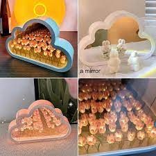 Lampara hermosa de tulipanes infinitos y espejo. ideal para regalar
