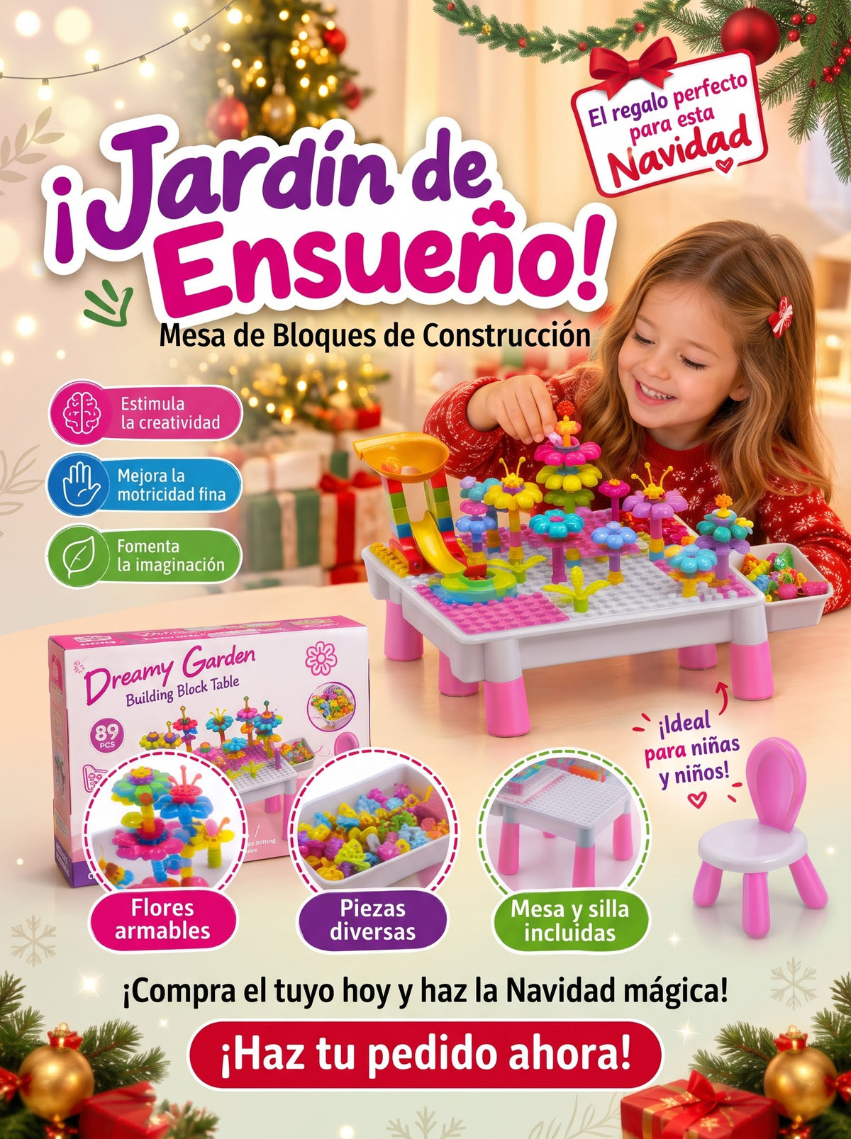 Mesa de Bloques de Construcción "Jardín de Ensueño" - El Regalo Perfecto