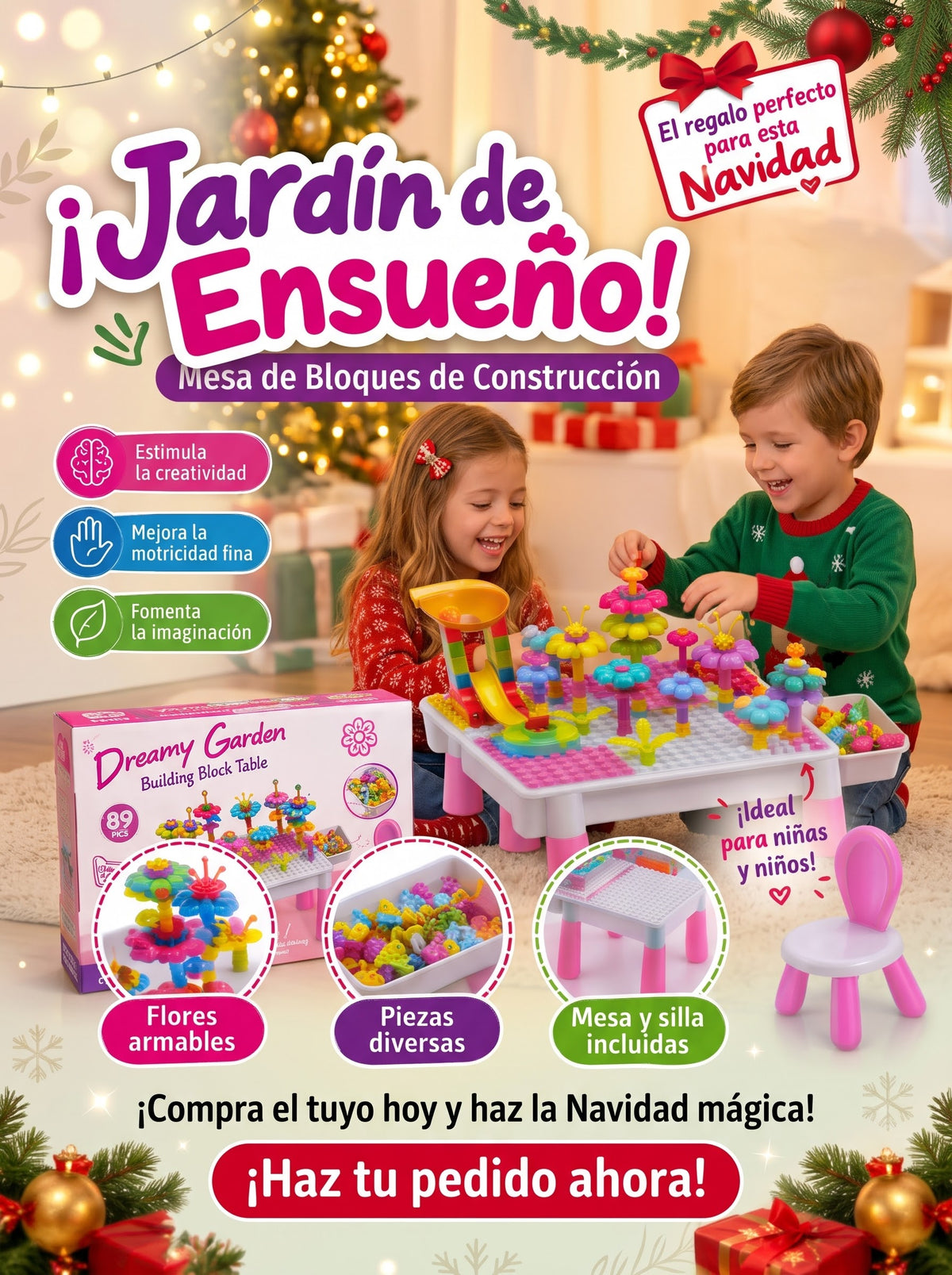 Mesa de Bloques de Construcción "Jardín de Ensueño" - El Regalo Perfecto